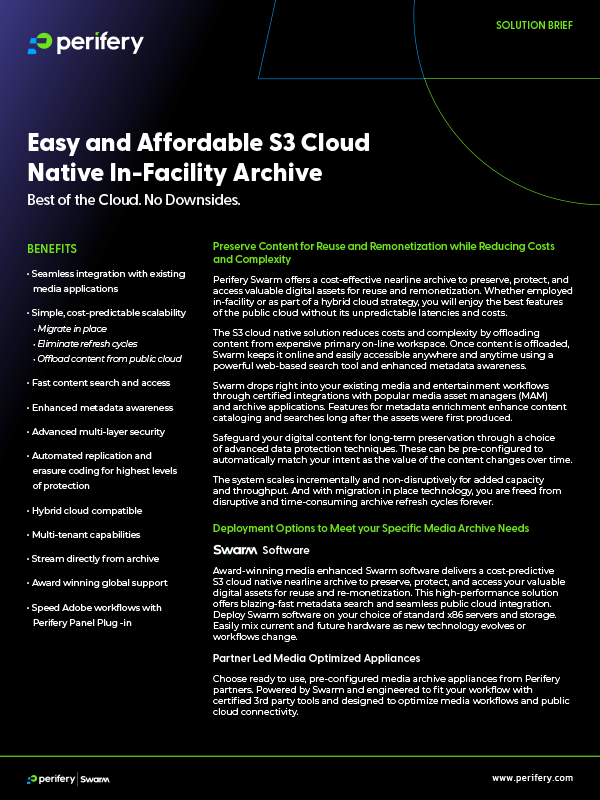 Easy and Affordable S3 Cloud Native In-Facility Archive