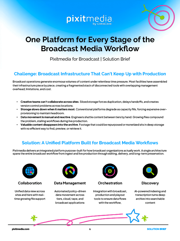 One platform for every stage of the broadcast media workflow